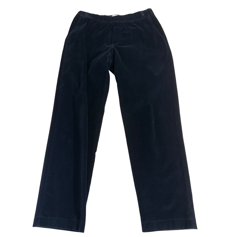 Barena Cotton Velvet Pants US 6 IT 42 Navy Elastic Waist Straight Leg